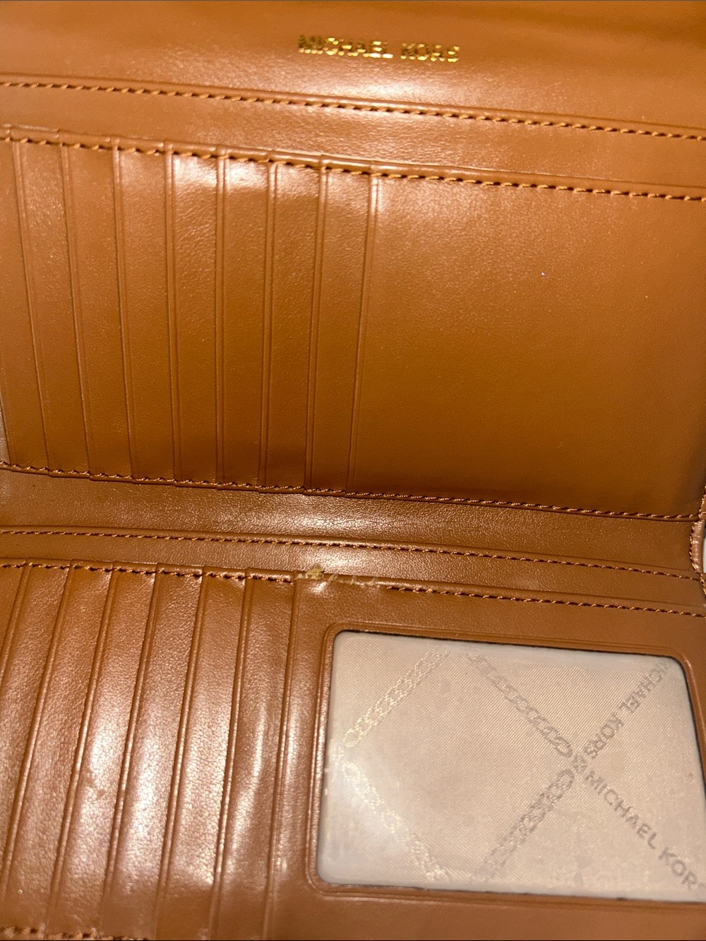 Michael Kors Tan Leather & Signature Canvas Continental Wallet - Picture 7 of 9